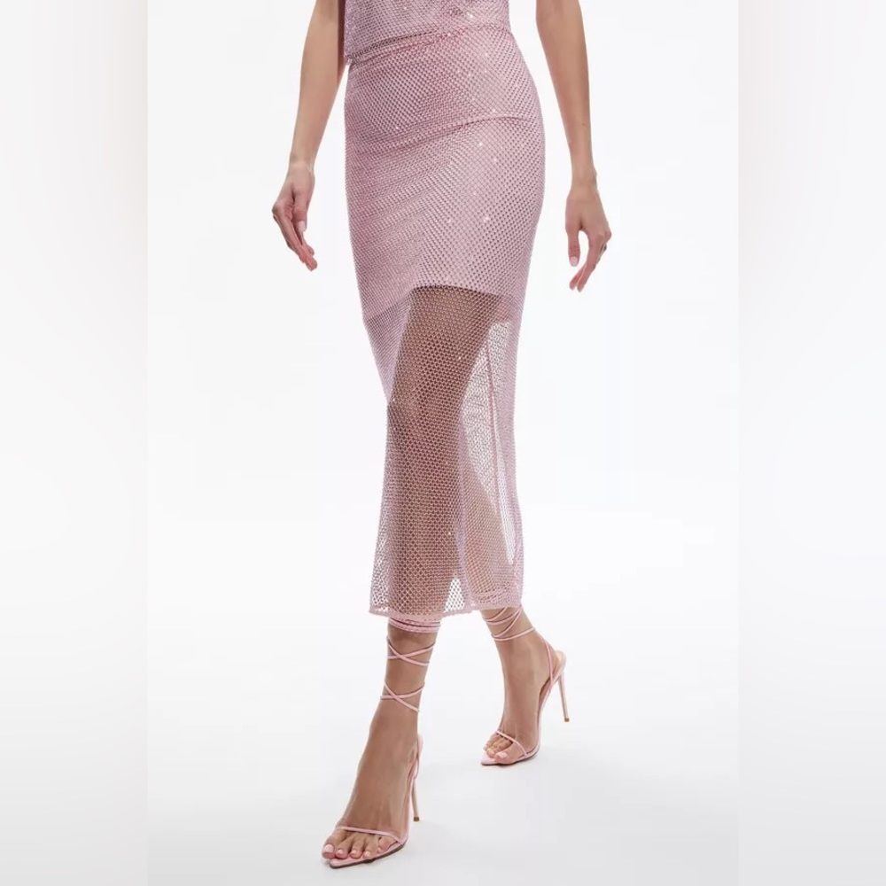 Alice + Olivia Maeve Rhinestone Embellished Midi Skirt
